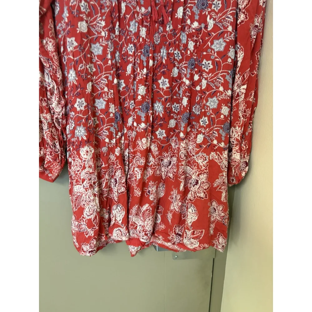 Free People Red Floral Mini Dress - Picture 4 of 10